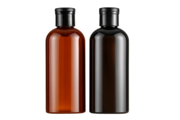 Cosmetic duo bottles for shampoo and conditioner isolated on transparent background