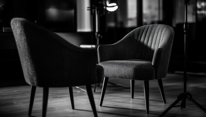 Elegant and Modern Armchairs in a Minimalist Studio Setting Reflecting Simplicity