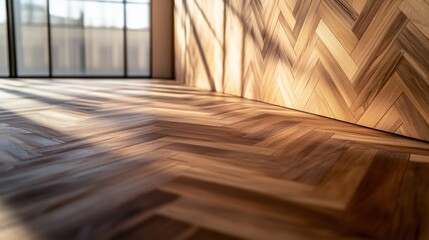 Sunlit Parquet, An interior view showcasing the beauty of wooden flooring