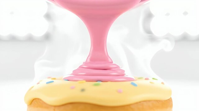Pink Glaze Flood The Sweetest Yellow Donut ASMR