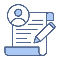 Writer Blue Icon Vector Illustration