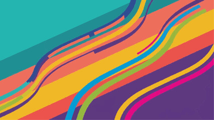 Vibrant colorful wavy lines in modern abstract art style