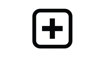 Obraz premium Simple black cross symbol in a rounded square icon.