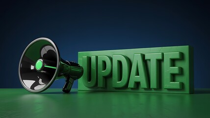 Business update announcement concept with megaphone and text

