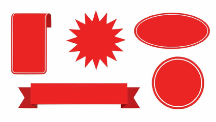 Red banner and label shapes for advertising and design