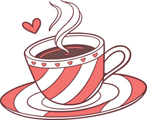 Coffee Cup With Love Illustration. Coffee Love Concept Illustration. Romantic Coffee Cup Illustration. Coffee Cup Heart Design Illustration. Love And Coffee Illustration. Hot Coffee With Love Design