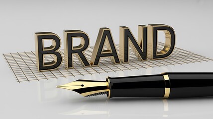 Brand identity concept with pen and branding text
