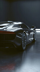 Naklejka premium Sleek Automotive Elegance Captured with Moody Lighting and Reflective Surfaces