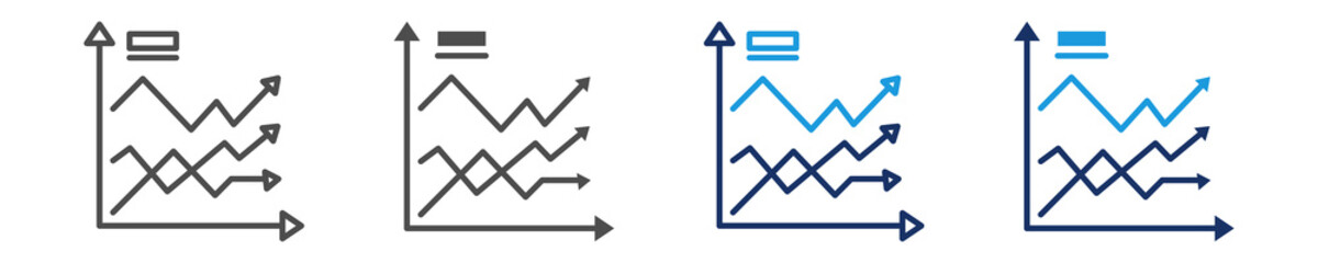 line chart icon set multiple style