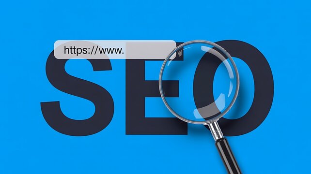 Search engine optimization concept with seo text and magnifier
