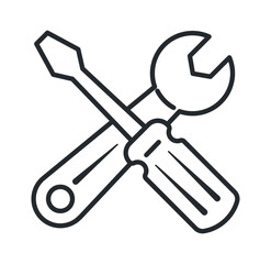 A minimalist illustration of a wrench and screwdriver crossed over each other, perfect for tool-related themes.