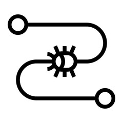 Line icon of network path with virus bug