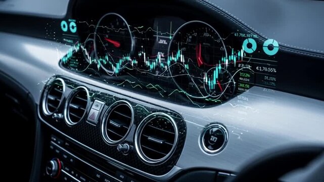 Car Dashboard with Digital Graphs.