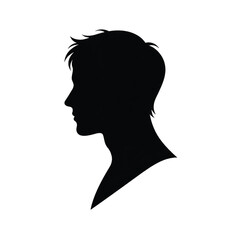 Silhouette of Man Head on white background.