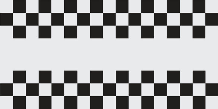  Black and white checkered rectangular frame. Square racing checkerboard pattern. Chessboard geometric pattern. Rally checkerboard pattern. Finish racing frame. Vector illustration on white background