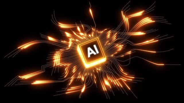 neon Ai Hi-tech digital hud technology innovation futuristic circuit Abstract design. AI artificial intelligence. Modern micro chip design network connection Big data deep machine learning Cyberspace