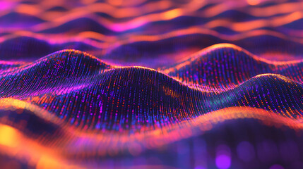 Digital wave network pattern with flowing lines and nodes, symbolizing connectivity, data flow, technology, communication, and futuristic digital networks in an abstract design.