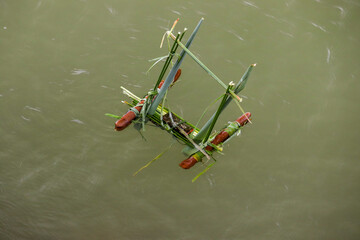 hand made model boat on water
