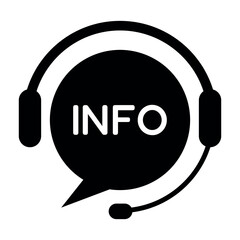 Information and Customer Support Chat Icon with Headset and Speech Bubble Isolated. Minimal Black Info Symbol for Helpdesk Service Websites Mobile Apps UI UX and Call Center Design