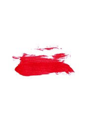 A red paint brush strokes isolated transparent background 