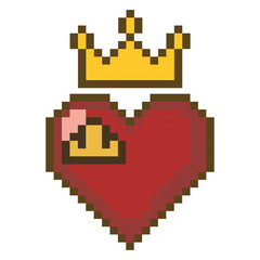 Obraz premium Pixel Crown Heart Love Icon