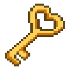 Obraz premium Pixel Heart Key Love Symbol