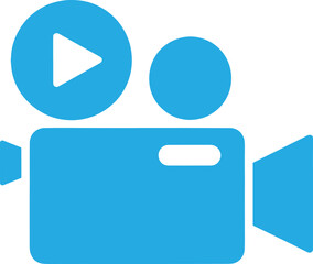 Blue camera with play button and two circles above media symbol
