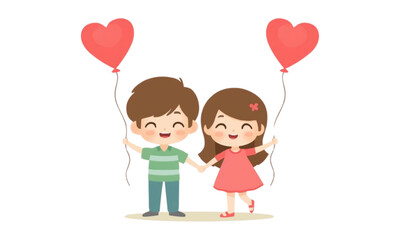 boy and girl holding balloons