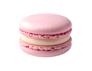Pink Macaron with Cream Filling Close Up.