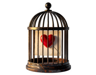Heart Inside a Bird Cage Symbolizing Enclosed Love.