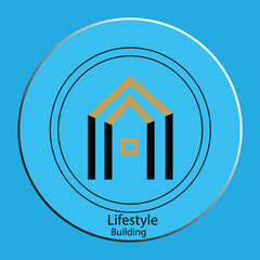 Mainstream: "Abstract Geometric Building Logo Design on Blue Circular Background"