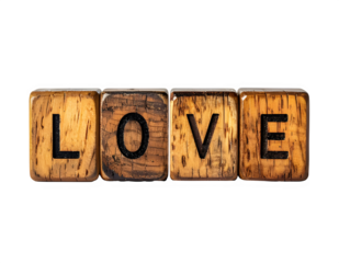 Love Spelled Out With Wooden Block Letters.