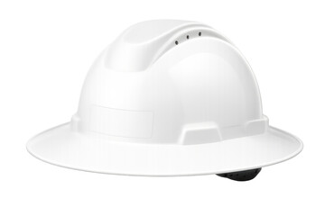 White hard hat providing safety and protection, industrial worker or engineer protective headgear, transparent background