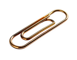 Overlapping gold metal paper clips closeup.