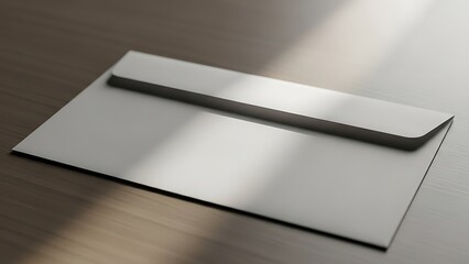 Elegant envelope resting on wooden surface catching soft morning light