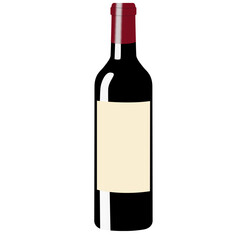 Elegant Red Wine Bottle with Blank Label - Minimalist Illustration, Transparent Background, High-Resolution Adobe illustrator