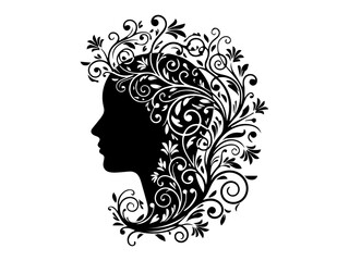 Black and white vector illustration decorative floral