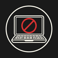 vector computer icon monitor with email symbol no spam sign 