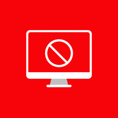 vector computer icon monitor with email symbol no spam sign 