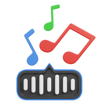 3D render  Music Notes and Sound Equalizer Icon