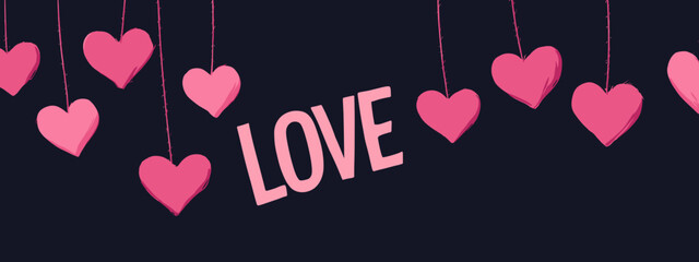 love banner isolated on black background vector illustration 