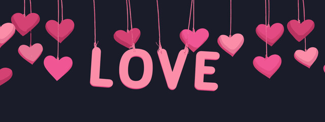 love banner isolated on black background vector illustration 
