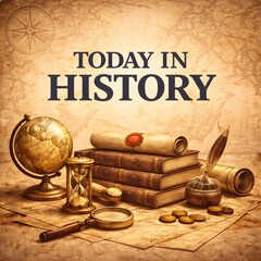 Today in History Vintage Scrolls and Coins Scene