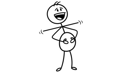 Happy Stick Figure Juggling in a Playful and Energetic Way, Performing on Isolated White Background.
