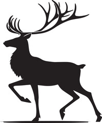 Obraz premium Black and white vector silhouette of a reindeer isolated on white background