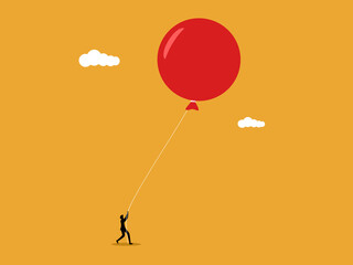businessman held the balloons back to prevent them from floating away © Yoona