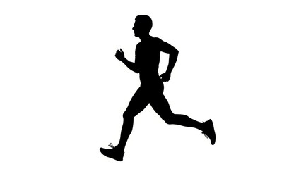 Fototapeta premium Silhouette of a man running, isolated on white background