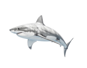 Fototapeta premium Great white shark in mid swim with sharp teeth and streamlined body