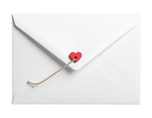 Classic love envelope placed for valentines day design, isolated on white and transparent
