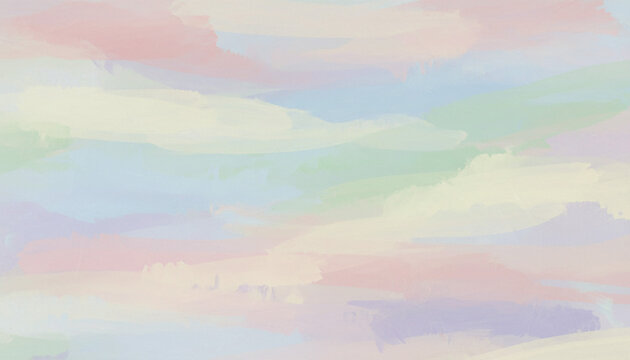 淡いパステルカラーの筆致が重なる優しい印象の抽象水彩背景 - Powered by Adobe